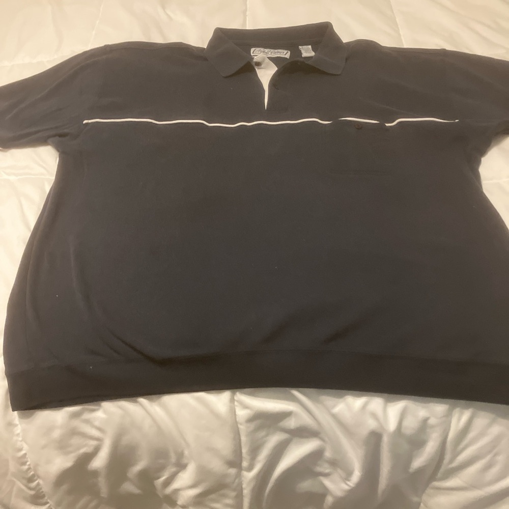 Arnold Palmer Men’s 3X Polo Shirt Black White Stripe Short Sleeve